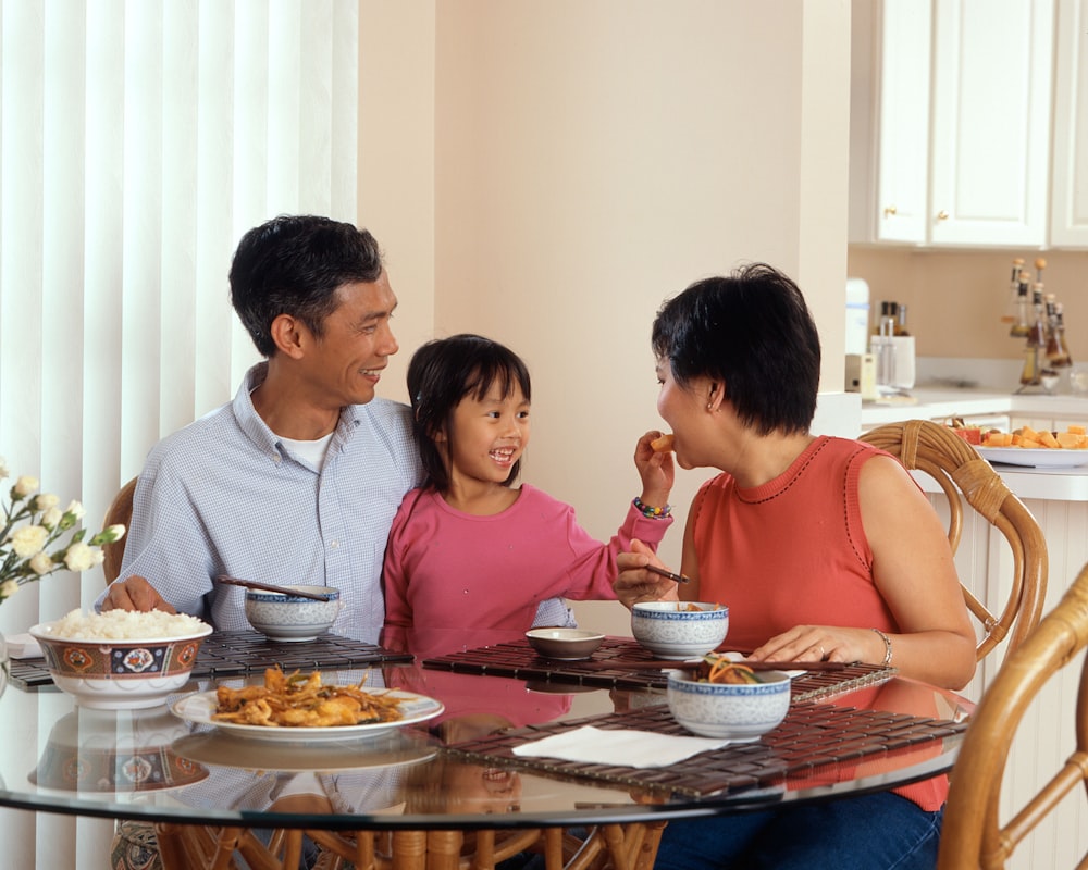 Happy family enjoying healthy meal together